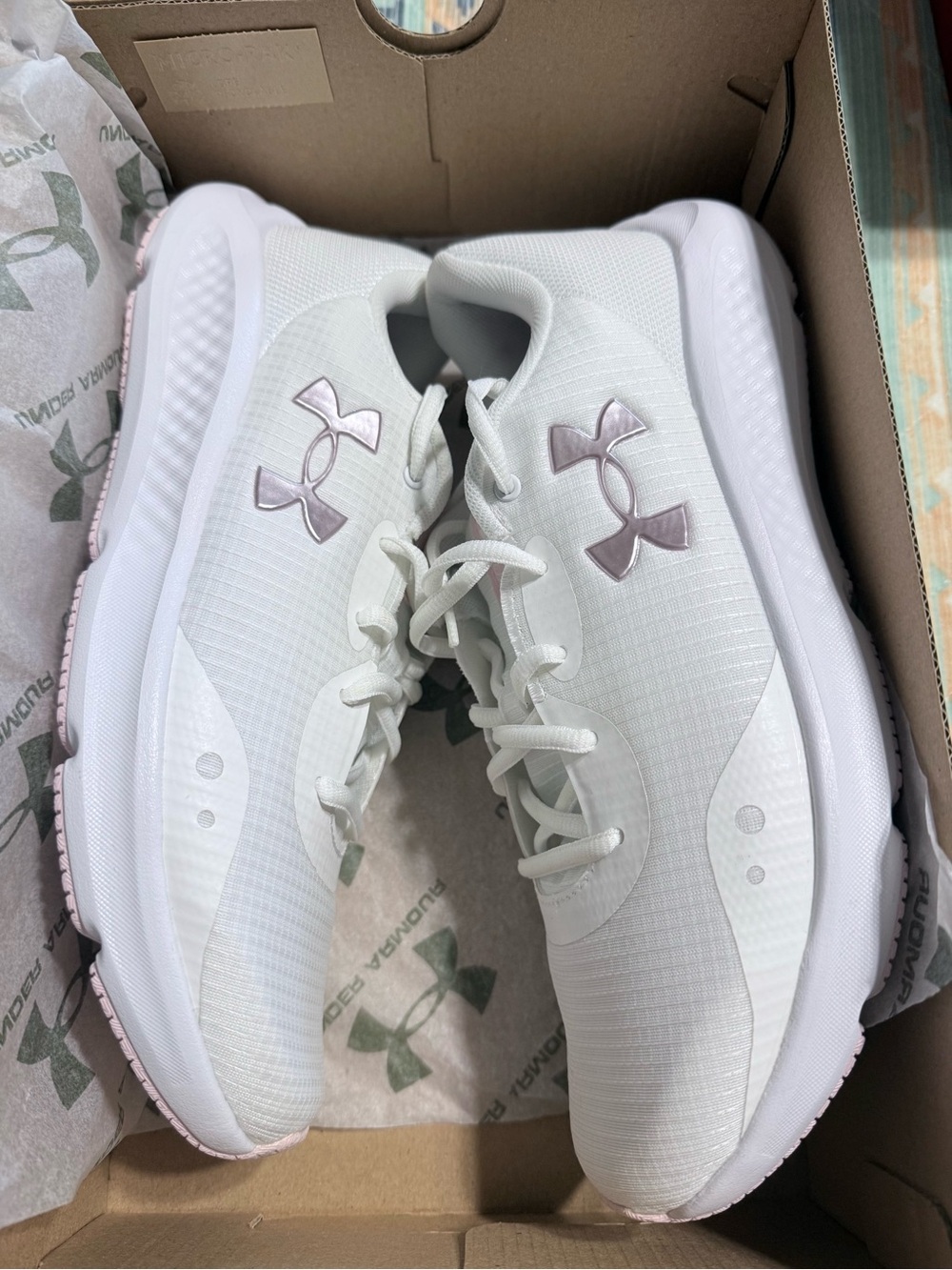 Under Armour White Sneakers with Pale Pink Insole